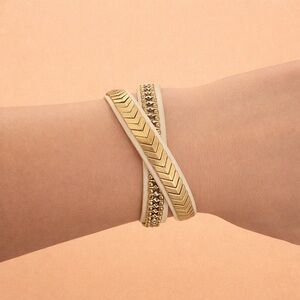 STELLA & DOT LEATHER DOUBLE WRAP BRACELET